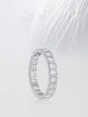 Emerald Cut Moissanite Bezel Set Eternity Diamond Wedding Band Mapple Gems